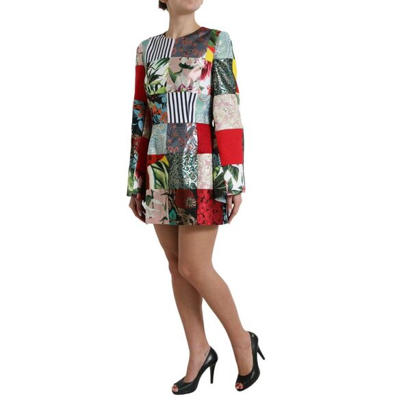 Dolce & Gabbana Multicolor Floral Patchwork Shift Mini Women's Dress - Picture 2 of 5